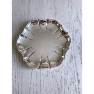 Vintage Ornate Silver Plated Chippendale Decorative Serving Tray Scalloped Edge